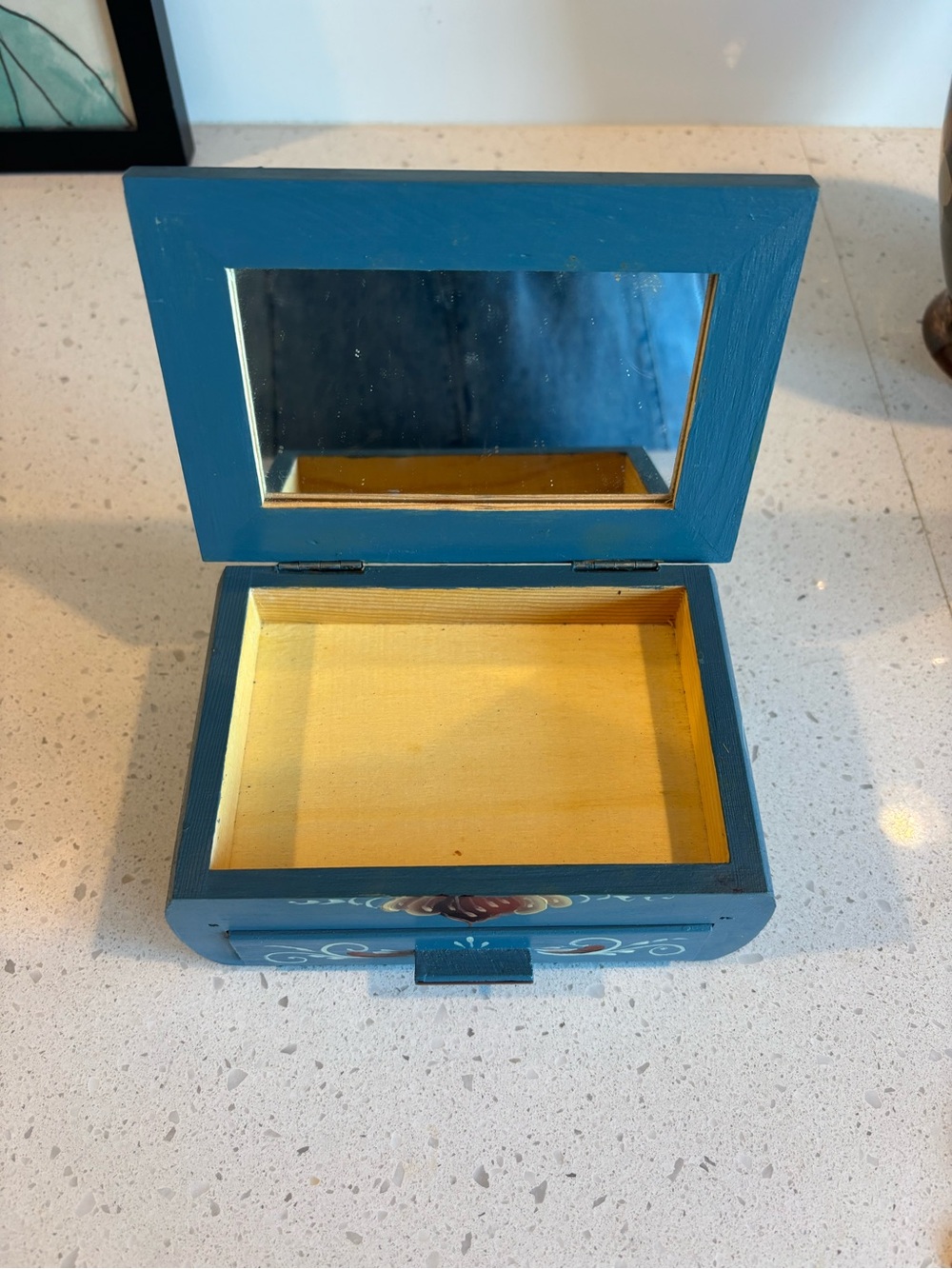 Hand-Painted Floral Blue Jewelry Box - Picture 4 of 8